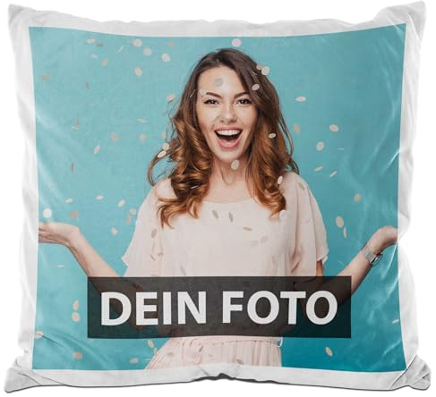 Print Royal Fotokissen Bezug selbst gestalten mit eigenem Foto - Einseitig Bedruckt - Seidig-Glatte Oberfläche - Fotogeschenk für Freunde und Familie - 40 x 40 cm, Weiß | Personalisiert