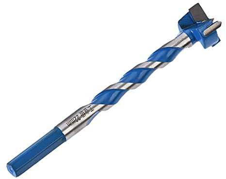 sourcing map Forstnerbohrer Holzbohrung Lochsäge hartmetalllegierter Stahl Spitze Hexschaft Schneidwerkzeug für Sperrholz Holz 22mm Dmr. blau
