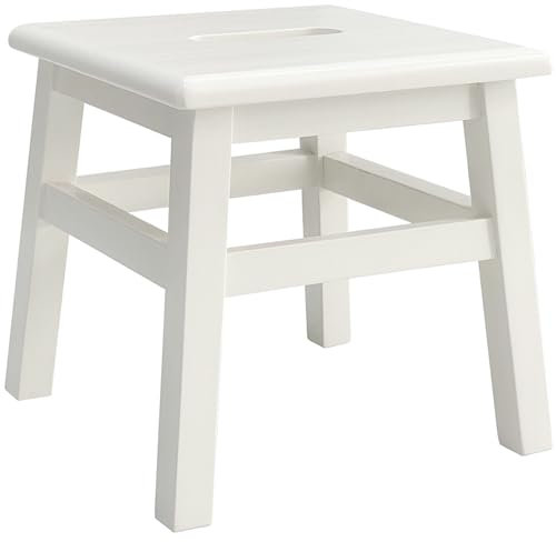 eHemco Solid Hardwood Step Stool, 12.25 Inches, Antique White
