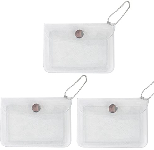 3 Stück transparente Kartenhalter Schlüsselanhänger Geldbörse kleine Münzbörse Mini Kleingeld Tasche wasserdichte Kartenhülle für Frauen Mädchen, Glitzer klar, Wasserdichte, transparente Tasche