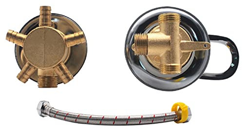 Mitigeur de salle de douche en laiton à sortie 2/3/4/5 voies Poignée de tuyau de douche thermostatique à intubation séparée pour robinet de cabine de douche, noyau de valve en céramique,5 voies