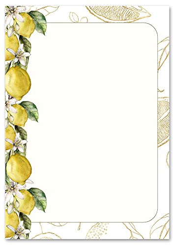 100 Blatt Briefpapier Obst-Früchte ZITRONEN - DIN A5 Format - Paper-Media