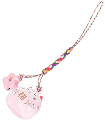 PRETYZOOM Maneki Neko Porte Clé Japonais, Chat En Céramique Rose Chat Roux Tigré Breloque Sac Téléphone Voiture Bijou De Sac Grigri Kawaii Ornement Accessoire Décoration
