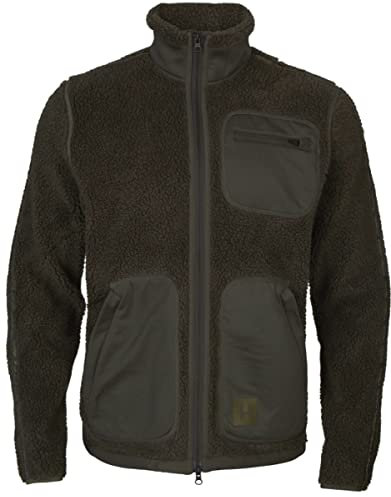 Härkila Rurik Teddy Fleecejacke Grün - Leise Jagdjacke Herren mit Teddyfleece - Faserpelzjacke Fleece Jagd Langarm, Größe:S