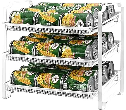 BTideas Dosenregal Stapelbar 3 Ebenen, Dosen Organizer Metall für Küche, Konservendosen Aufbewahrung Vorratsschrank, Platzsparendes Vorratsregal