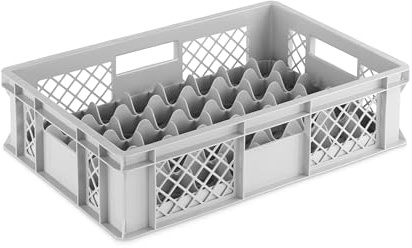 DIE BOX FABRIK Gläserkiste 600x400x150mm mit Einsatz für verschiedene Einsatzzwecke, Gläserkasten, Gläserkorb (40 Gläser 8x5)