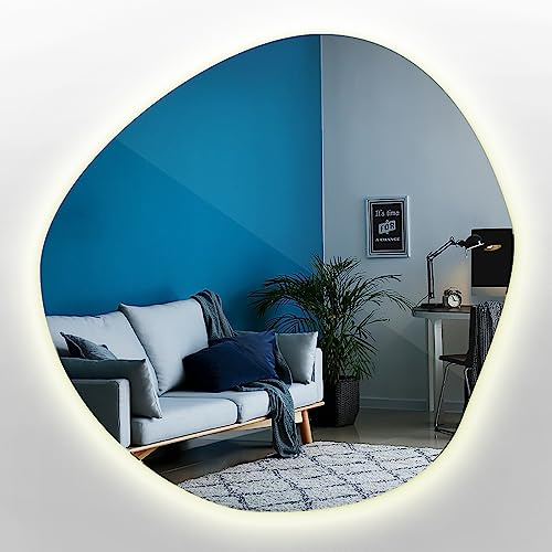 Tulup Spiegel Unregelmäßiger Fleck Schatten Badezimmerspiegel Warm LED Hängeleuchte 50 cm