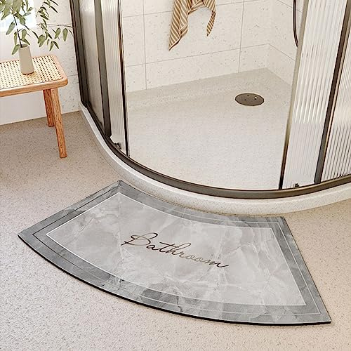 Fast Drying Curved Shower Mats for Round and Corner Shower, Curved Bath Mat, Fast Absorbent Corner Bath Mat, Rubber Non-Slip Bottom Shower Mat Outside Shower, 45x100cm(18x40inch),E