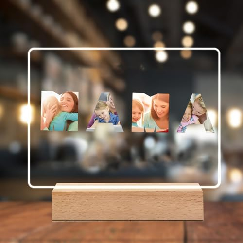 Marco de Fotos dia de la Madre - Regalo dia de la Madre, Dia de la Madre Regalos Originales - Regalos Lampara Mama Personalizados, Ideas para Regalar a Mama Cumpleaños, Cristal Plaque dia de la Madre