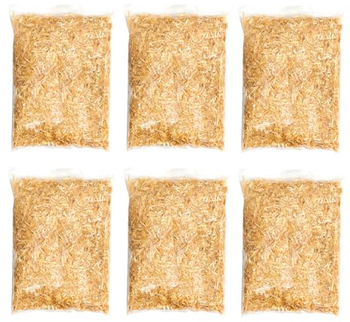 Tradineur - Confezione da 6 sacchetti di paglia frantumata per presepe - Accessorio per decorazione alla nascita - Ideale per gli ultimi dettagli