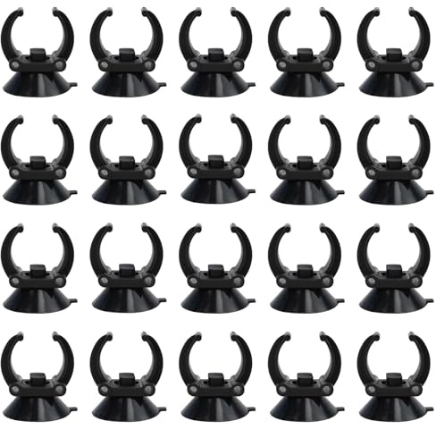 SHULLIN 20 Stück Aquarium Heizer Saugnäpfe Aquarium Saugnäpfe Clips | Saugnäpfe Aquarium Saugnpfe Halter Aquarium Saugnapf Clips mit 2,4 cm Clips für Luftleitung Rohr Rohr Draht(Schwarz)