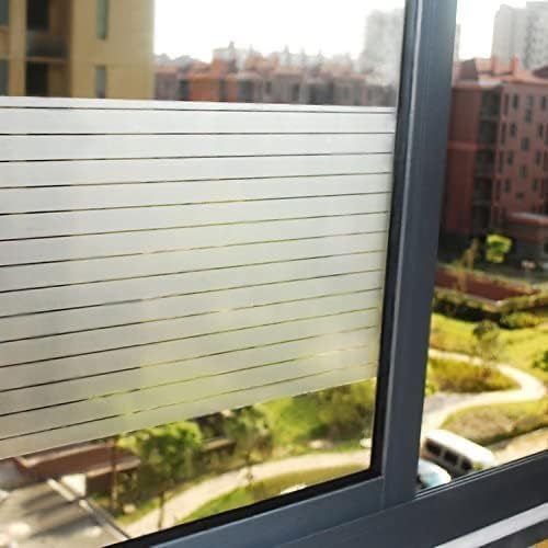 Lifetree Window Film Strips Opaque Privacy Film: Self-Adhesive Windows, Static Adhesion, No Adhesive, Frosted Glass Film with UV Protection for Home Office Static Film 90 x 200