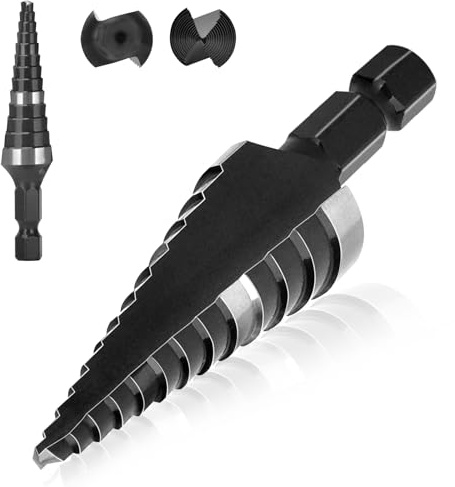 OXMUL Step Drill Bits, 1/8 to 1/2, Cobalt Drill Bit, Heavy Duty for Stainless Steel, Hard Metal,Wood, 13-Steps, 206