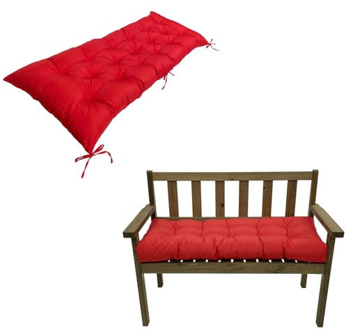 Generisch Bankkissen 8cm Dicke Wasserdich Sitzauflage Bank, Gartenstuhl Bankauflage mit Bändchen, Outdoor Stuhlkissen Bankpolster(Red,100x50x8cm)