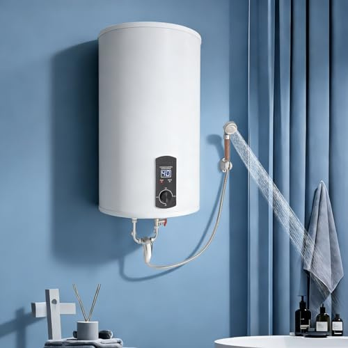 70 l elektrisk lagring varmvattenbehållare vertikal panna, uppvärmning emaljerad stålbehållare LED-digital display med handdusch och kran för kök, badrum 2000 W, energisparande
