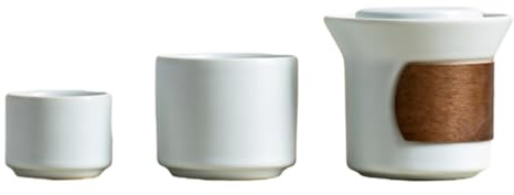 Celadon Service à thé portable avec une théière et deux tasses en céramique Blanc