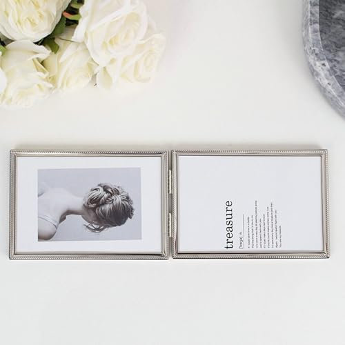 Stfery Fotorahmen 13x8 Silber Metall Photo Frame für Mehrere Fotos, Tischplatte, Horizontal Und Vertikal