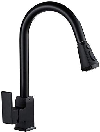 Kitchen Faucets with Pull Down Sprayer Kitchen pull faucet copper hot and cold rotating telescopic faucet kitchen sink faucet thermostat-black