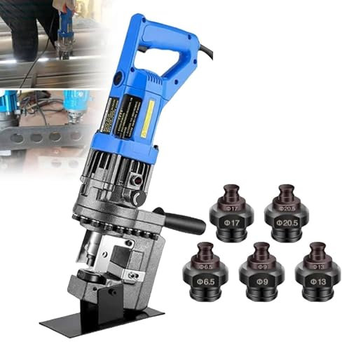 Perforadora hidráulica, herramienta de perforación hidráulica eléctrica Perforadora hidráulica Herramienta de perforación hidráulica eléctrica con 5 troqueles para acero/ángulo de acero/hierro,1200W