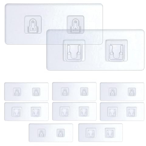 WOXJENA Klebehaken 5 Paar Set Transparent，Klebehalterung, Kein Bohren Erforderlich, Selbstklebende Doppelseitige Wandhaken，Abnehmbar, Geeignet für Küche, Bad, Wohnzimmer, Horizontale
