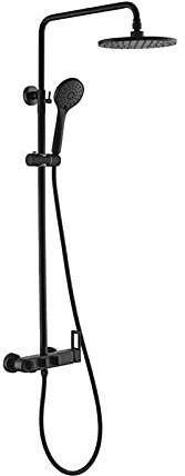 Black Shower System with 3 Ways Shower Combo Set Wall Mounted Rainfall Shower Head Hand Shower and Tub Faucet