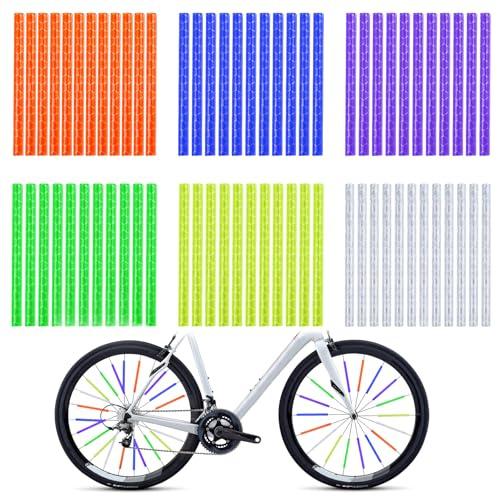 QUTHZZHY Réflecteurs de Rayons Colorés, 72 Rayons de vélo réfléchissants, 360° de Réflecteur de Roue de Bicyclette Rayons, Montage Facile, Imperméable, Conduite de Nuit, Convient à Tous Les Types