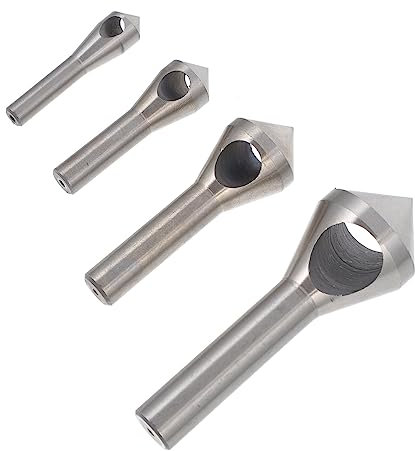 Mipcase 4pcs Hole Deburring Tool Chamfer Deburring Bit Set High Speed Steel for Metal and Aluminum Sheet Drilling
