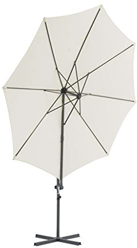 GLJTUO Parasol Suspendu, Mécanisme À Manivelle, Parasol Déporté D'Extérieur, Poteau en Acier, Polyester Couleur Sable, pour Jardin Ou Cour,