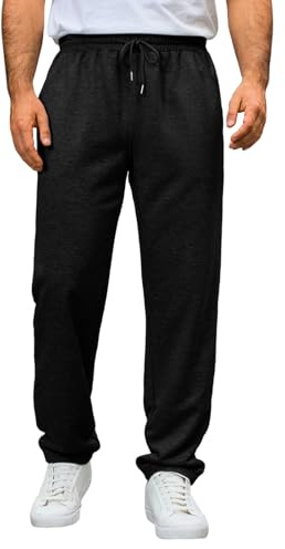 Runcati - Pantaloni da jogging da uomo, Regular Fit, pantaloni sportivi lunghi, casual, per il tempo libero, fitness, sweathose, vita elastica, con coulisse, pantaloni da allenamento, Nero , XL