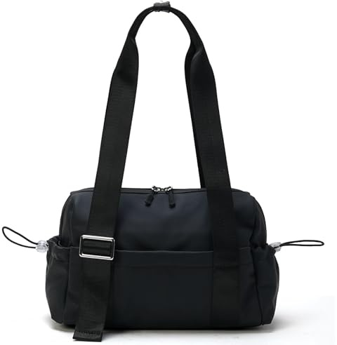 Mini-Sporttasche für Damen, leicht, klein, Seesack mit Nassfach, wasserdicht, Handgepäcktasche, Wochenendtasche, Übernachtungstasche für Damen, Sport, Reisen, Workout, Schwarz (Jet Black)