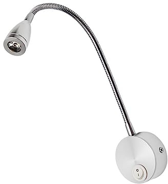 Operitacx Lampada Da Lettura a Parete Led a Collo D’oca Flessibile, Luce Notturna a Risparmio Energetico Per Camera Da Letto Supporto Salvaspazio in Alluminio Spazzolato Bianco