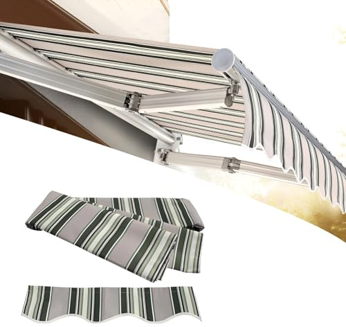 Generico Tessuto di Ricambio per Tende da Sole da Patio, Copertura Superiore in Poliestere con Protezione UV, cappottina tendone per terrazza e Balcone(20x10ft)