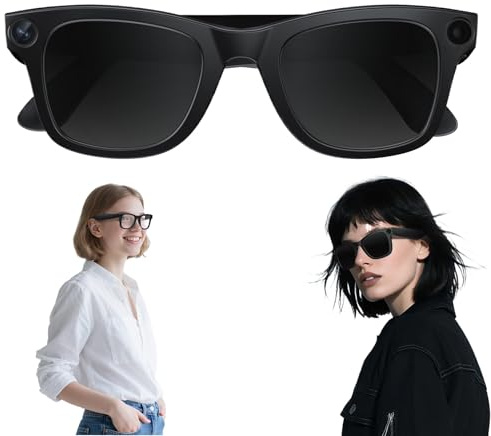 Occhiali Con Telecamera Intelligente HD 1080P Con Fotocamera Ultra-grandangolare Da 8MP, Controllo Vocale AI, 8 Ore Di Riproduzione, Wi-Fi/Bluetooth 5.3 Per Video HD E Audio Immersivo(Nero)