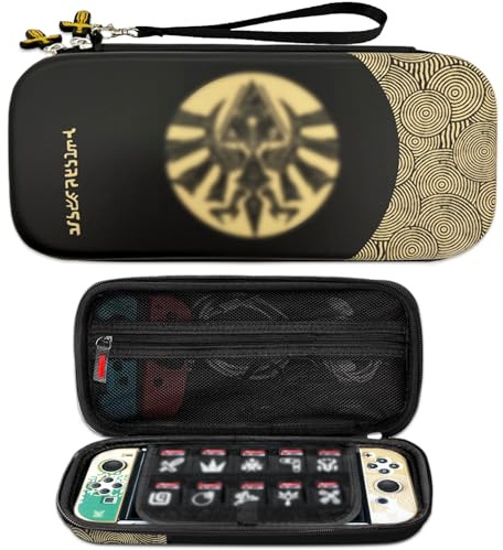 LuxVrilian Pochette Switch et Switch OLED, Étui de Transport Rigide pour 10 Cartes de Jeu, Résistant Aux Chocs, Noir