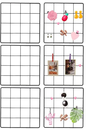 PATIKIL 20,3 x 20,3 cm Wandgitter-Panel, 6 Stück, Drahtgitter-Panel, Regal, Metall, Gitter, Foto, Bilder, zum Aufhängen, Organizer, Netzrahmen, Memoboard für Display, DIY, Handwerk, Shows, Zuhause