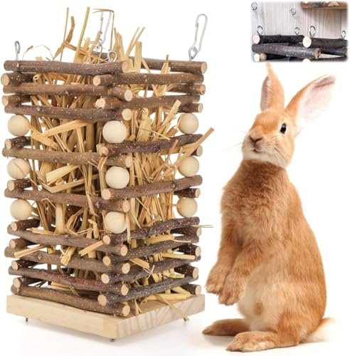 Naturholz. Meerschweinchen Heuraufe, Kaninchen, Hasen, Hamster zubehör Stehend. Heuraufe Meerschweinchen 10x10x18CM Keine Montage. Kaninchen Heuraufe Hasen Zubehör