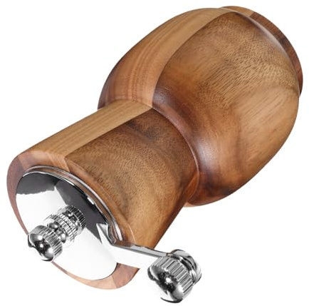 Pfeffermühle mit Kurbel und Edelstahl, Braun, Handlich | Kleine Pfeffermühle, Ergonomischer Kurbelgriff, Klassisches Design für Grillgerichte