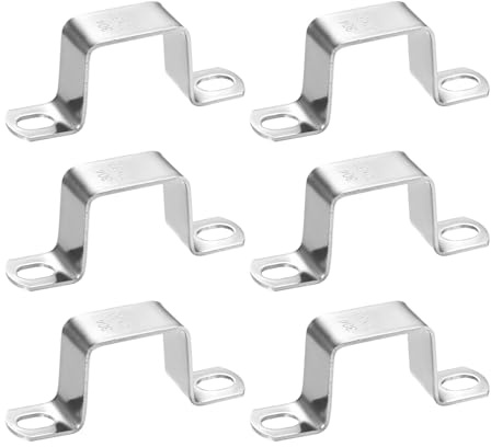 M METERXITY 6-Pack U Shaped Connector Bracket, 30x30mm 304 Stainless Steel Square Pipe Clamp for Door Closed Bar Holder Strut Channel/Fixing Tools/Pipe, Strap Clamp for Rectangular Tube