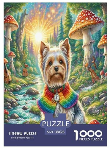 Yorkshire Terrier Jigsaw Puzzles Puzzles for Adults Kids. 1000 Pieces Impossible Challenge Toy Educational Games Home Decoration for Adults& Kids Age 14 Years Up 38x26cm/1000pcs