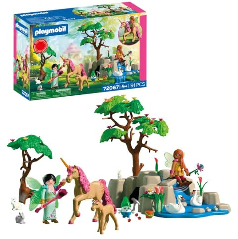 PLAYMOBIL Fantasy & Magic Excursión de Las Hadas | 2 Hadas, Familia de Unicornios y Joyling con Cueva de Piedras Preciosas | Fomenta la Creatividad | Juguete para niños a Partir de 4 años | 72067