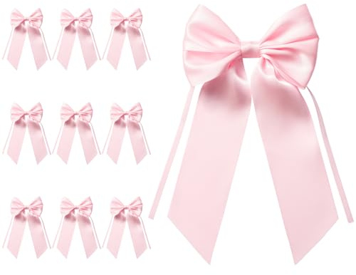 MORSUNBELA 10 Stycken Rosetter Dekoration Julgran Bröllop Presentrosett Stor Krans Rosett för Present Födelsedag Jul Adventskrans Rosa