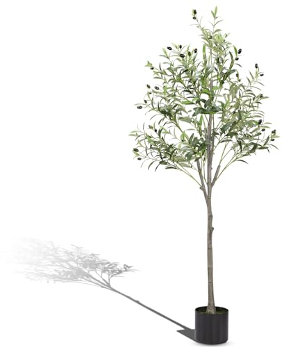 Alyvisun 150cm Olivo Artificia Grandel, Planta Olivo Artificial con Hojas de Realistas Base Inferior Reforzada con Peso de Cemento para Decoración de Estar Dormitorio Oficina