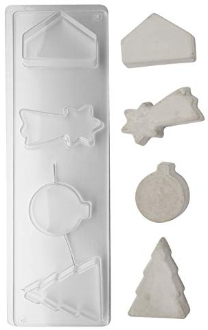 RAYHER Seifengießform „Weihnachten“, 4teilig, Tiefe bis 3 cm, Gießform zum Ausgießen mit Seife, Kreativ-Beton, Raysin-Gießpulver, Wachs, 34369000