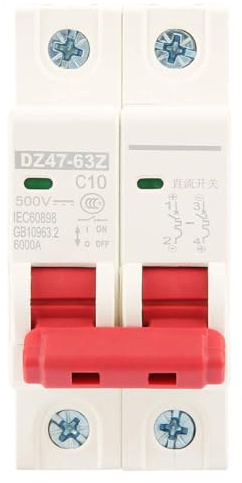 Photovoltaik-Leitungsschutzschalter 2P DC 500V 10A Trennschalter MCB DZ47-63Z-2P für Solar PV System Isolator Schutzschalteranzug DIN Schienenmontage Solarenergie