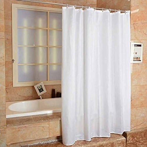 2 ur door - Tenda da doccia extra lunga in poliestere bianco resistente alla muffa e alla muffa, 180 x 220 cm