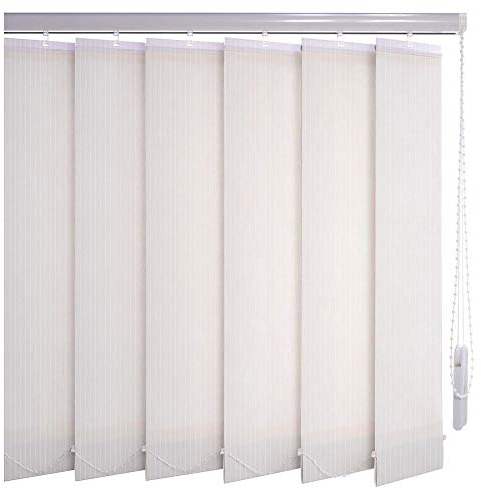 Sonnenschutz-HH® - Lamellenvorhang weiß Leinenoptik mit Streifen lichtdurchlässig - Breite 260 cm x 85 cm Höhe - Lamellenbreite 127mm Vertikaljalousie Vertikalanlage Schiebevorhang