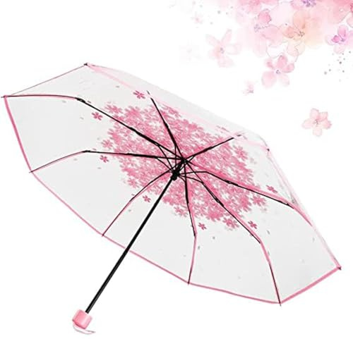 JO DE BEbe Tredelat paraply kvinnor transparent klar körsbärsblom svamp Sakura vikbart solskydd regn paraplyer