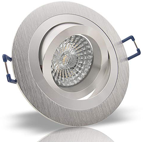 trendlights24 Noble Decken Einbauleuchte 10x Alu Silber rund 230V Hochvolt GU10 schwenkbar - ohne Leuchtmittel - Aluminium Einbaustrahler Einbauspot