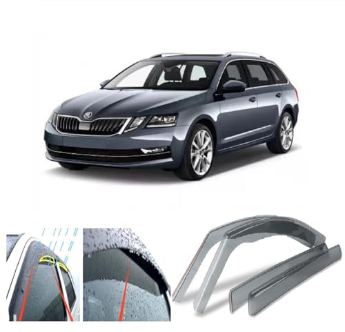 Windabweiser für Skoda Octavia MK3 (5E) 5-Türer Kombi 2012 2013 2014 2015 2016 2017 2018 2019 Seitentür Fenster Regenschutz Sonnenblende Acrylglas PMMA