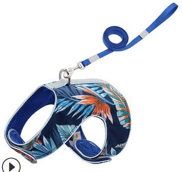 DMFSHI Katzengeschirr und Leine Set, Weich Brustgeschirr für Katzen, Escape Proof Kitten Harness, Soft Mesh Vest Harness Verstellbare Leine für die Bleigruhe für Katzen (Blau,L)